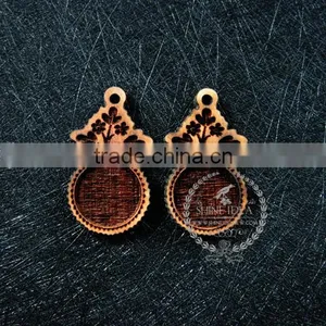 16mm Setting Size Vintage Style Natual Log Wood Bezel Tree Plant Round Pendant Setting DIY Findings Supplies 1411141 thumbnail-1