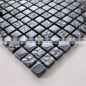 SMP14 Waterproof Mosaic Interior House Mosaic Black Electroplate Glass Mosaic thumbnail-3