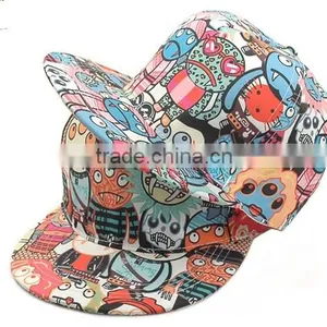 Wholesale Two Tone 100% Acylic Flat Brim Bulk Snapback Caps Floral Printing thumbnail-5