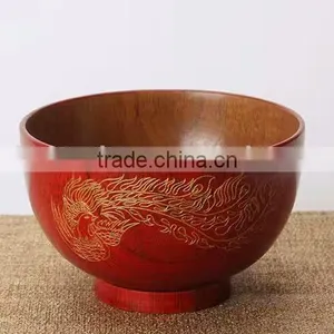 Red Chinese Carved Soup Bowl thumbnail-6