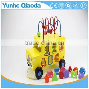 Shape Sorter and Bead Maze Truck - Pull Along Toy - Alphbet and Number Shape With Bead Maze on Top thumbnail-2