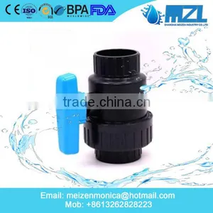 Hot Customized Upvc Pvc Double Union Plastic Pvc Ball Valve With Blue Handle thumbnail-1