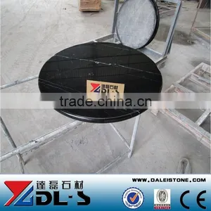 Round Nero Marquina Marble Dining Table Tops thumbnail-1