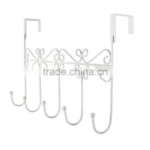 VIVINATURE 5 HOOK CHROME SWIRL OVER THE DOOR DECORATIVE COAT CLOTHES HANGER HOOKS thumbnail-1