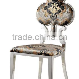 B355 Classic Design Stainless Steel Frame Flower Fabric Velvet Dining Chairs thumbnail-2