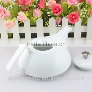 Bulk Supply Wholesale Cheap Custom Logo Euro Style White Porcelain Tea Pot, Cheap Ceramic Teapot thumbnail-5