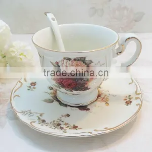 Top Grade Porcelain Ceramic Coffee Cups Saucers Set thumbnail-1