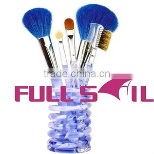 6 Pcs White Plastic Handle Professional High Quality Synthetic Hair Makeup Brush Set, Cosmetic Brush Set With Plastic Case thumbnail-1