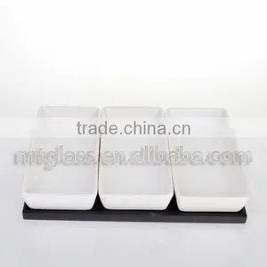 3 Pcs White Ceramic Stonware Sushi Japanese Rice Bowls and Plates Set thumbnail-1