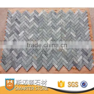 Herringbone Mosaic Ming Green Marble Mosaic Stone for Backsplash thumbnail-1