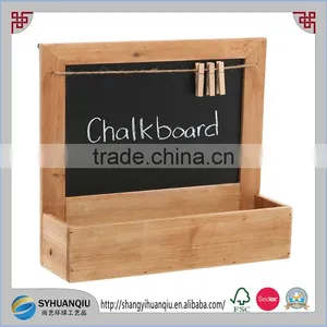 Country Rustic Wood Wall Mounted Erasable Chalkboard / Small Decorative Hanging Storage Shelf Rack30x9x31cm thumbnail-1