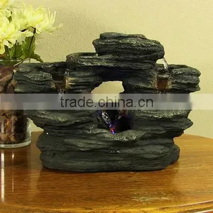 Two Stream Rock Tabletop Fountain With LED Lights thumbnail-1
