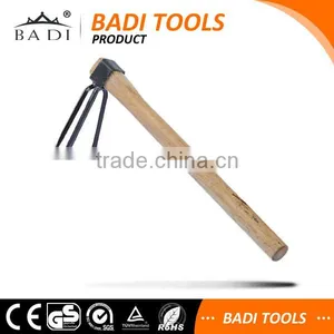 Mini Dual Wood Handle Garden Digging Rake /garden Hoe/garden Fork thumbnail-1