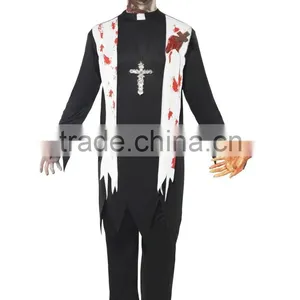 Day Of The Dead Priest Costume Halloween Fancy Dress thumbnail-1