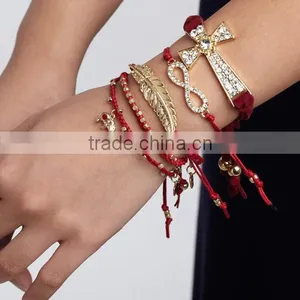Matta Gold Leaf Charm Handwoven Wax Cord Bracelet Customized Charm Friendship Bracelet thumbnail-4