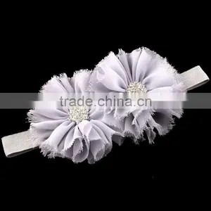 Shabby Chiffon Flower Headband With Rhinestone Center for Kids Hair Accessories thumbnail-5