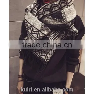 New Women Fashion Warm Plaid Scarf Female Fringed Woolen Shawl Cashmere 3 Colors thumbnail-3