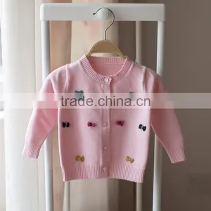 S32891W New 2017 Spring Kids Girls Sweater Girls Baby Bowknot Cardigan Sweater Pink thumbnail-2