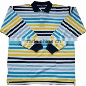 Long Sleeve Printed Stripe Polos for Men thumbnail-1