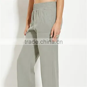 2017 OEM Soft Jogger Trousers Casual Olive Linen Women Pants thumbnail-2