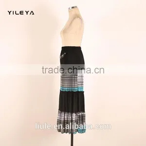 Stripped High Waist Style Elastic Fashion Women Turkish Long Skirts With Decoration thumbnail-2