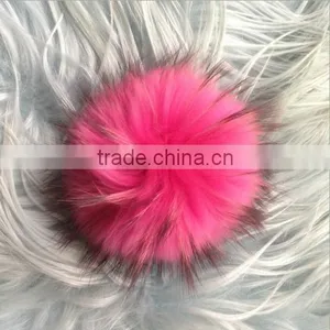 2017 Hot Pink Raccoon Fur Pom for Beanie Fluffy Bobbles Hat Accessories thumbnail-1