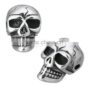 New Design Stainless Steel Skull Beads Charms Crossbones thumbnail-2