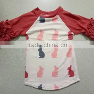 2017 Easter Raglan Kids Shirt for Baby Girls Icing Sleeve t Shirt 3/4 Sleeve Buny Pattern Spring Fall T-shirt thumbnail-1
