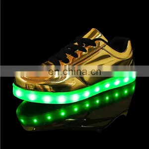Melbourne Shuffle Ghost Step Dance Golden Micro PU Leather Luminous LED Shoes Sneakers Men Women Footwear thumbnail-2