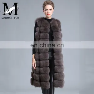 2016 Fashion Genuine Real Fox Fur Vest Women's Long Fox Fur Vests thumbnail-4