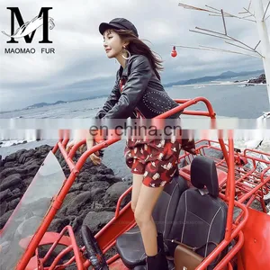 Fashion Real Curly Hip Hop Style Sheep Skin Leather Overcoat Women thumbnail-5