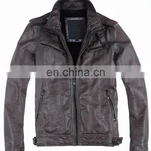 2015 Last Fashion Mens Hot Selling Handsome Spring Slim Leather Coat thumbnail-1