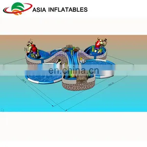 Inflatable Ground Moving Water Park Equipment With 3 Pools thumbnail-3
