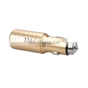 3 in 1 Gold/Silver Aluminum Alloy Anion Air Purifier 5V 3.1A Dual USB Quick Charge Safty Hammer Car Charger thumbnail-1