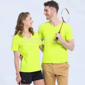 V-neck Sports Quick Dry T Shirt Customized Logo Printed thumbnail-1