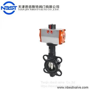 Low Price DN80 Wafer Connection 3 Inch Cast Iron Pneumatic Butterfly Valve thumbnail-1