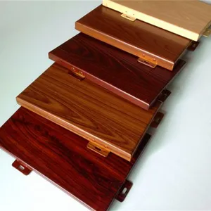 Wooden Finish Construction Exterior Wall Facade Solid Color Aluminum Panels With Pvdf Coated thumbnail-1