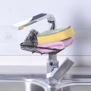 Stainless Steel Kitchen Faucet Sponge Holder Adjustable Faucet Storage Rack Hanging Shelf thumbnail-2