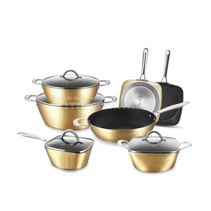 Forged Hammered Exterior Design Non Stick Aluminum Casserole Aluminium Cookware Manufacturer thumbnail-3