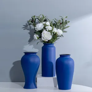 Nordic Large Blue Modern Simple Creative Hand Made Ceramic Vase For TV Bench Decor thumbnail-1