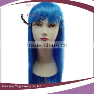 Cheap Orange Color Straight Synthetic Hair Party Wigs With Neat Bang thumbnail-2