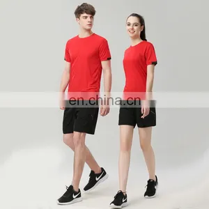 Wholesale Unisex Plain Dyed Custom Logo Quick Dry Polyester T Shirt thumbnail-2
