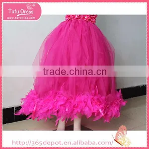 Sleeveless Ostrich Feather Sequin Evening Dress Girl Christmas Dress thumbnail-2