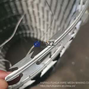 Heavy Galvanized Razor Blades Type BTO-30 DIA 305MM Concertina Razor Wire Unclipped thumbnail-1