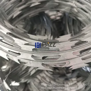 Heavy Galvanized Razor Blades Type BTO-30 DIA 305MM Concertina Razor Wire Unclipped thumbnail-2