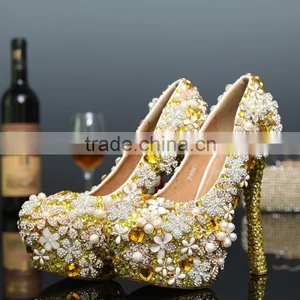 C71584A Ladies Party Wear Shoes Gold Women Wedding Shoes thumbnail-2
