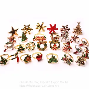 Luxury Christmas Gold Serviette Napkin Elk Garland Christmas Tree Bell Snowflake Rings Hotel Decoration Metal Holder thumbnail-1