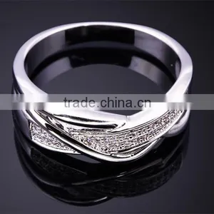 New Product 2017 Cubic Zirconia Hong Kong Factory 2-Tone Plated Wedding Band Ring thumbnail-6