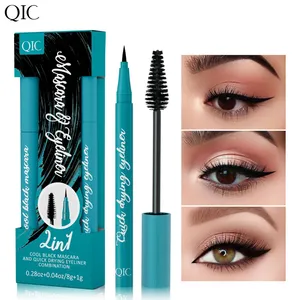 QIC 2-in-1 Eyeliner & Mascara Set – Waterproof, Smudge-proof; Lengthening, Volumizing, and Curling Makeup thumbnail-1