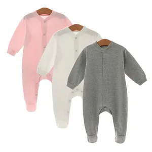 Two-way Zipper Long Sleeve Baby Onesie Rompers Antislip Bamboo Baby-Toddler Footed Pajamas thumbnail-1